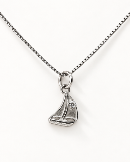 Ciondolo Barca Swim Eonni Jewels in acciaio 316L silver con zircone